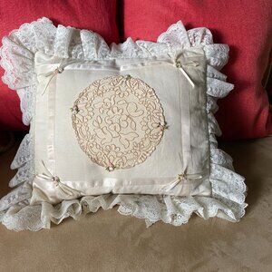 Vintage Double Ruffle Lace  Pillow